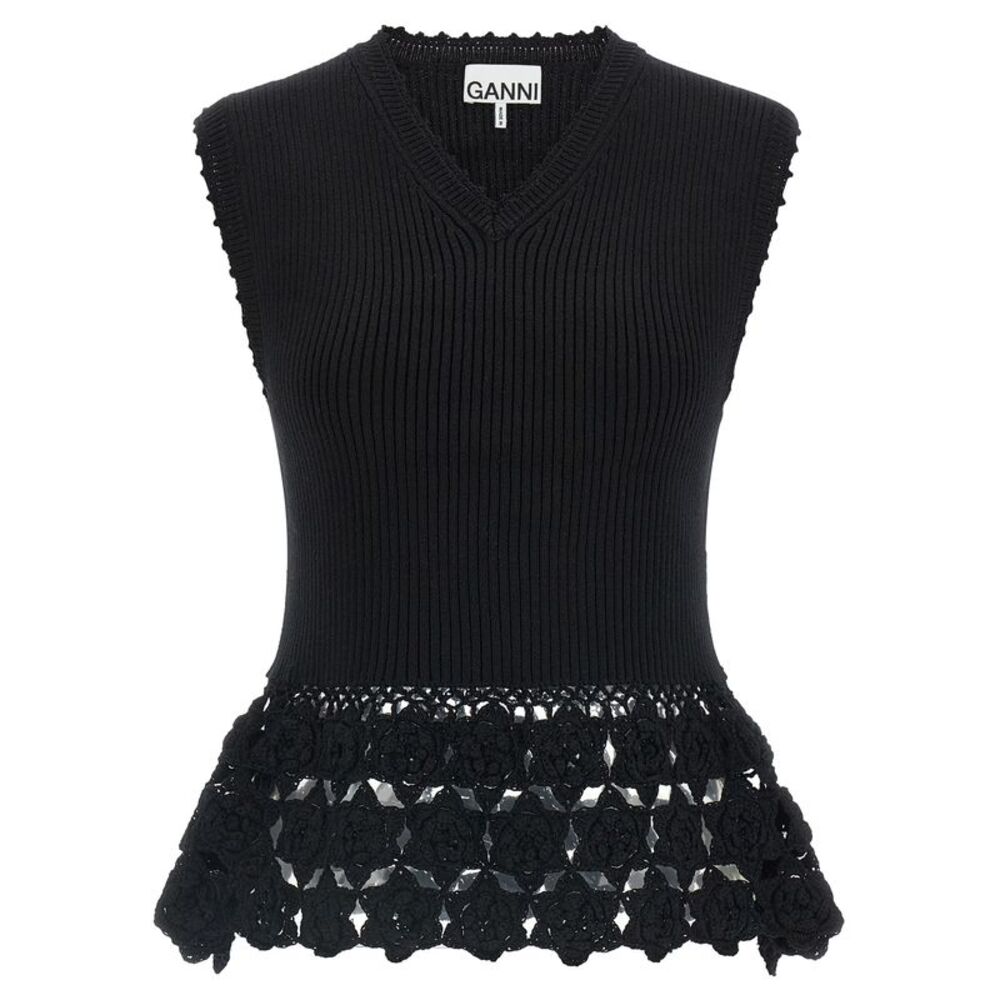 Ganni Black Organic Cotton Sleeveless Women's Jacket